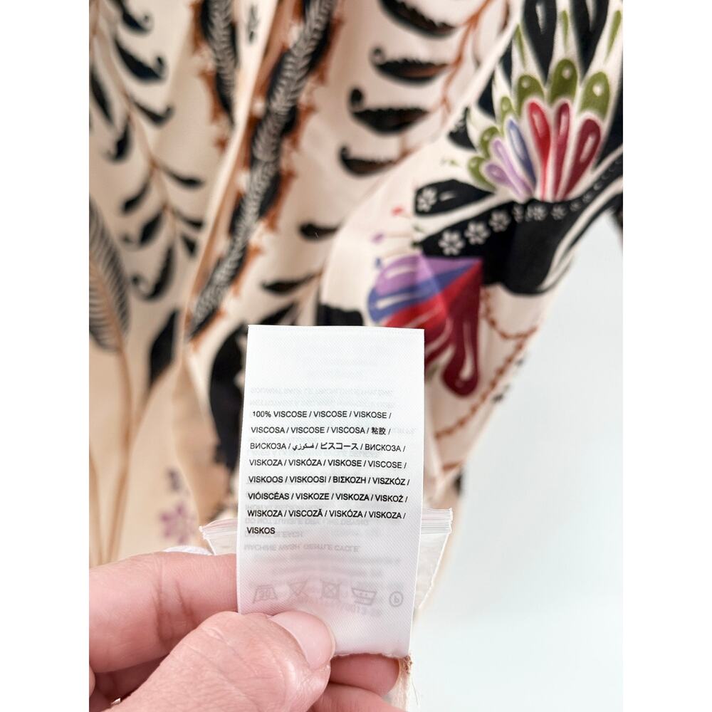 FARM Rio Botanical Print Long Sleeve V-Neck Maxi Dress Classic Nature Sand Large - Picture 8 of 8